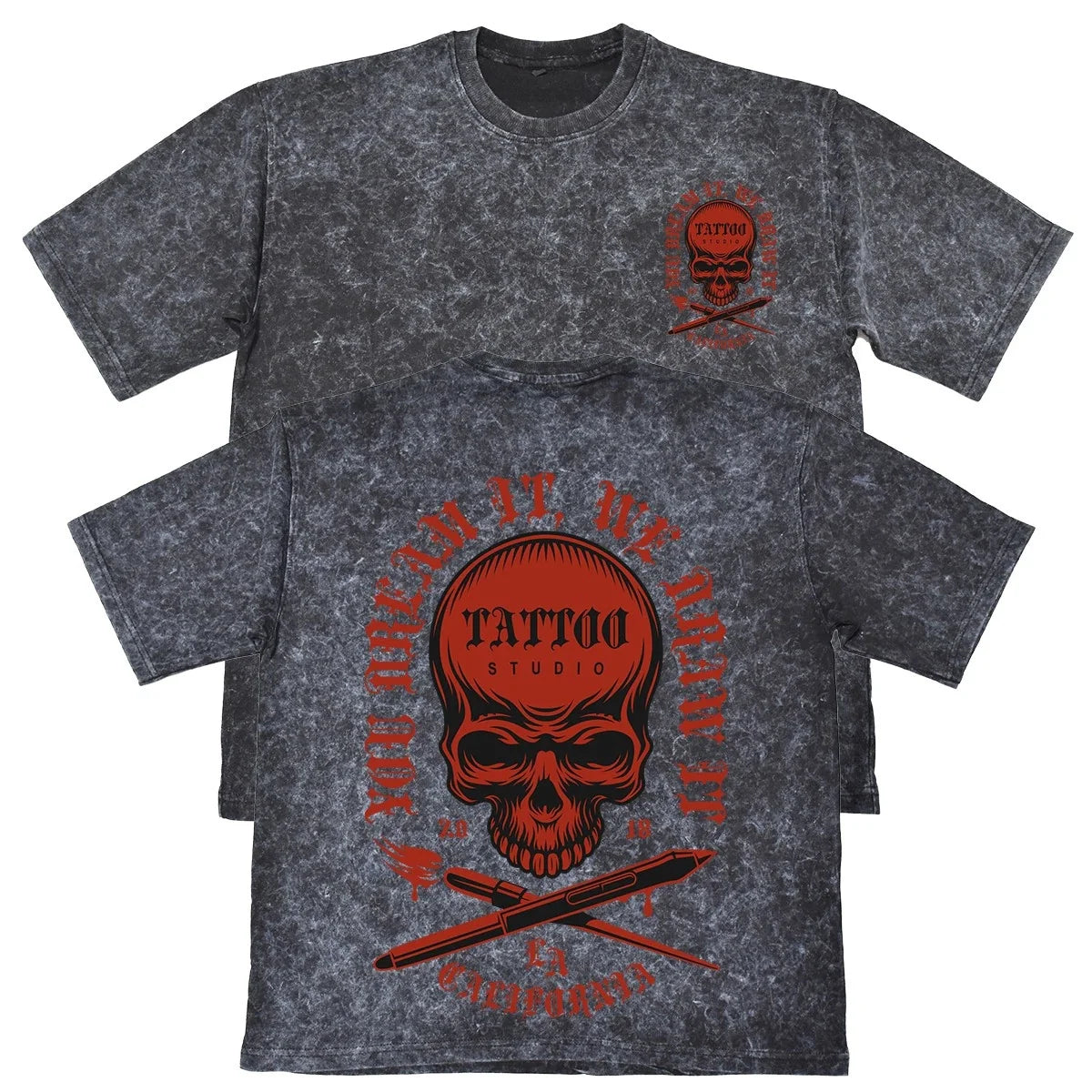 You Dream It We Draw Mens Carbon Grey Heavyweight 240gsm Vintage T-Shirt Tattoo Unisex T-shirt, Sweatshirt, Hoodie, Long Sleeve Tee - T-Shirt, Sweatshirt, Hoodie