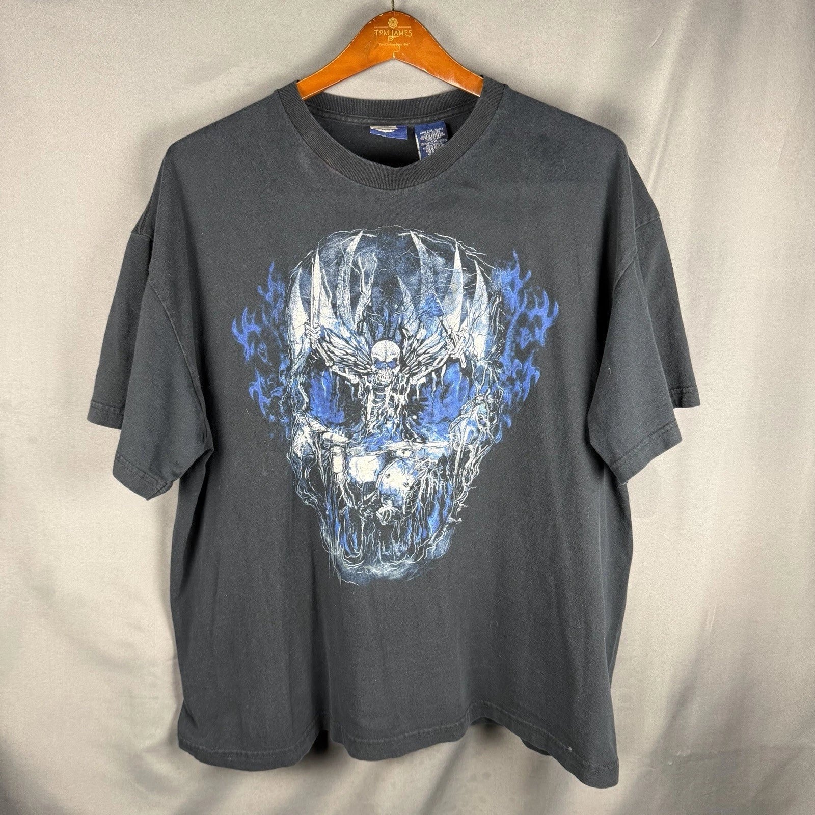Vintage Y2K Demon Skull T Shirt 2XL XXL Mens Bat Wing Grunge Skeleton Skater Unisex T-shirt, Sweatshirt, Hoodie, Long Sleeve Tee - T-Shirt, Sweatshirt, Hoodie