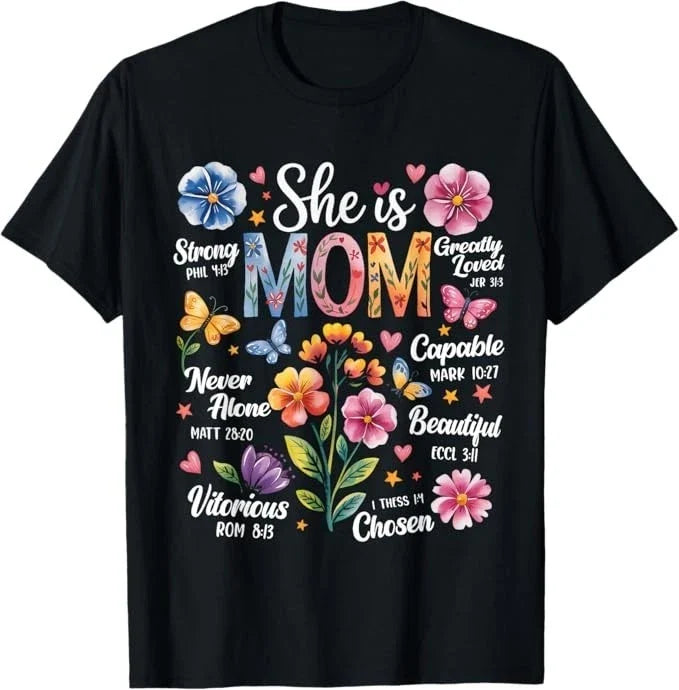 She is Mom Bible Verses Christian Boho Floral Mother's Day T-Shirt Unisex T-shirt, Sweatshirt, Hoodie, Long Sleeve Tee - T-Shirt, Sweatshirt, Hoodie
