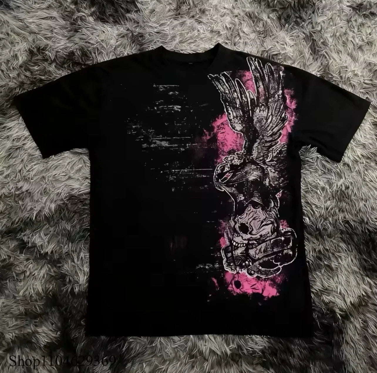 Mens Y2K Gothic Graphic T Shirt Streetwear Skull Wings Tee Top Unisex T-shirt, Sweatshirt, Hoodie, Long Sleeve Tee - T-Shirt, Sweatshirt, Hoodie