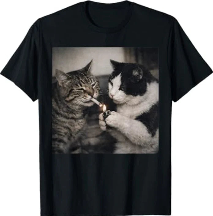 Smoking Cat Cigarette Kitten Funny Meme Stupid Brainrot T-Shirt Unisex T-shirt, Sweatshirt, Hoodie, Long Sleeve Tee - T-Shirt, Sweatshirt, Hoodie