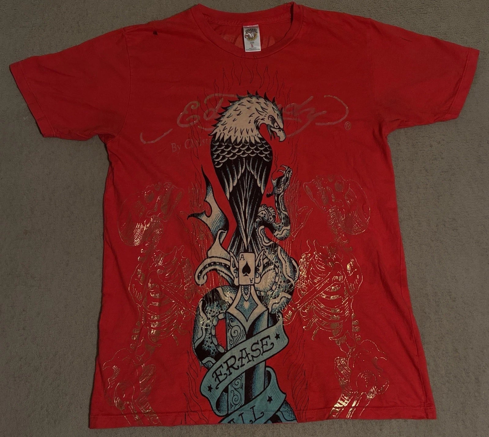 Y2K Ed Hardy Christina Audigier Grunge Skull Wings Skeleton Style Tee  Small Unisex T-shirt, Sweatshirt, Hoodie, Long Sleeve Tee - T-Shirt, Sweatshirt, Hoodie
