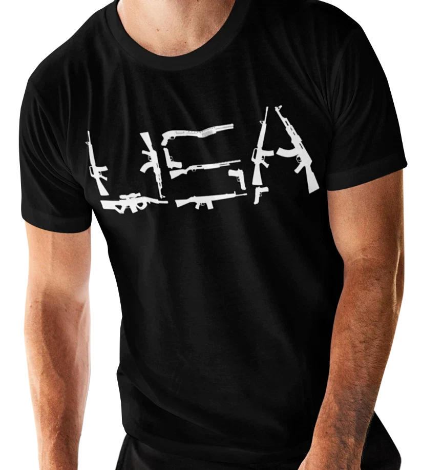 USA Gun Design T-SHIRT S-3XL American Patriotic 2nd Amendment Rights GIFT TEE Unisex T-shirt, Sweatshirt, Hoodie, Long Sleeve Tee - T-Shirt, Sweatshirt, Hoodie