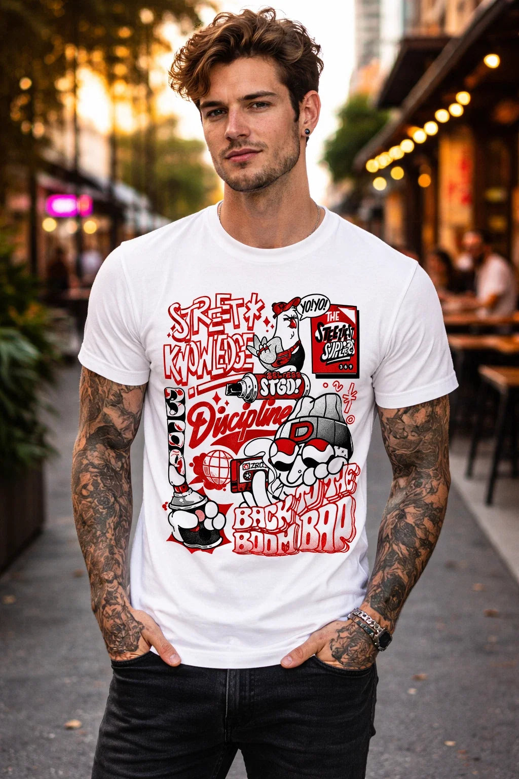 Urban Graffiti Graphic T-Shirt Streetwear Sketch Art Tee Red Black White Fashion Unisex T-shirt, Sweatshirt, Hoodie, Long Sleeve Tee - T-Shirt, Sweatshirt, Hoodie