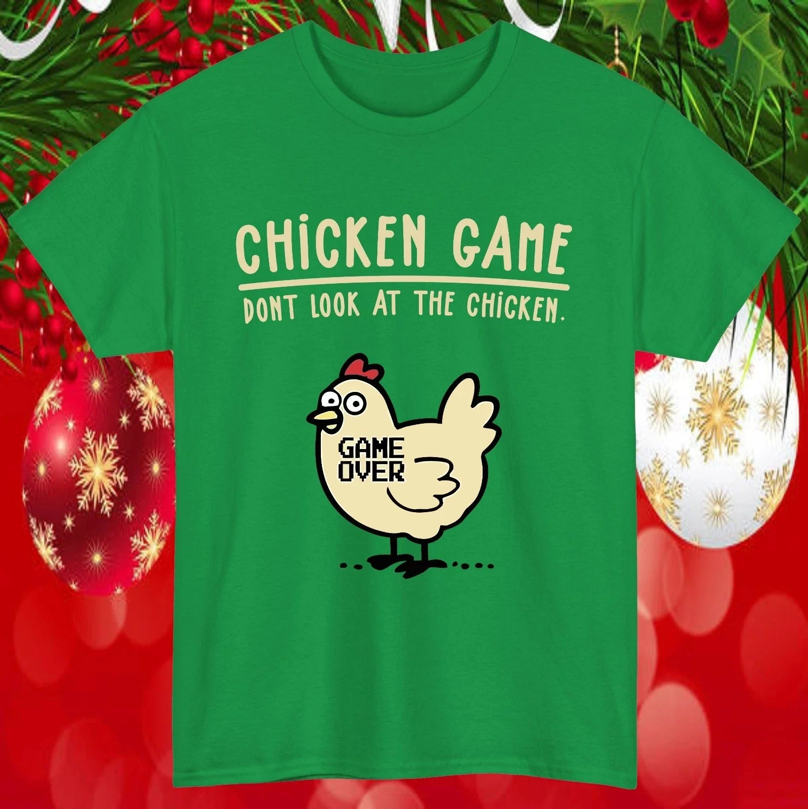Dont Look at the Chicken T-Shirt | Funny Gamer Meme Tee | Game Over Gift Top Unisex T-shirt, Sweatshirt, Hoodie, Long Sleeve Tee - T-Shirt, Sweatshirt, Hoodie