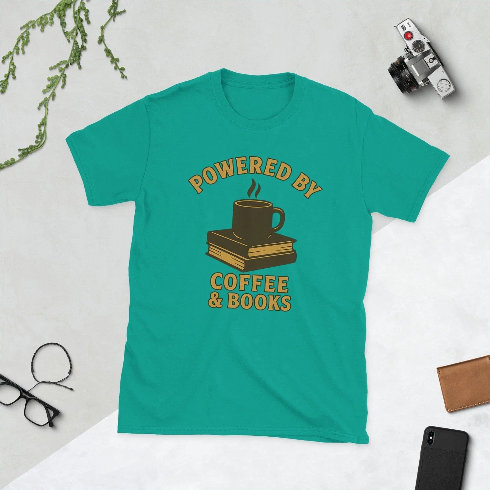 Powered by Coffee & Books Graphic Tee Unisex Reading Shirt Gift for Book Lovers Unisex T-shirt, Sweatshirt, Hoodie, Long Sleeve Tee - T-Shirt, Sweatshirt, Hoodie