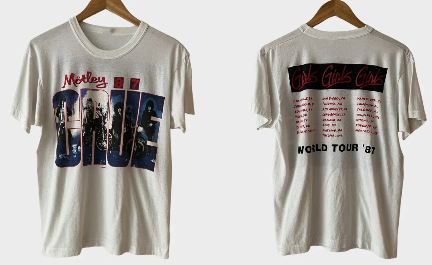 1987 Motley Crue Girls Girls Girls World Tour Vintage Tee Shirt S-5XL Unisex T-shirt, Sweatshirt, Hoodie, Long Sleeve Tee - T-Shirt, Sweatshirt, Hoodie