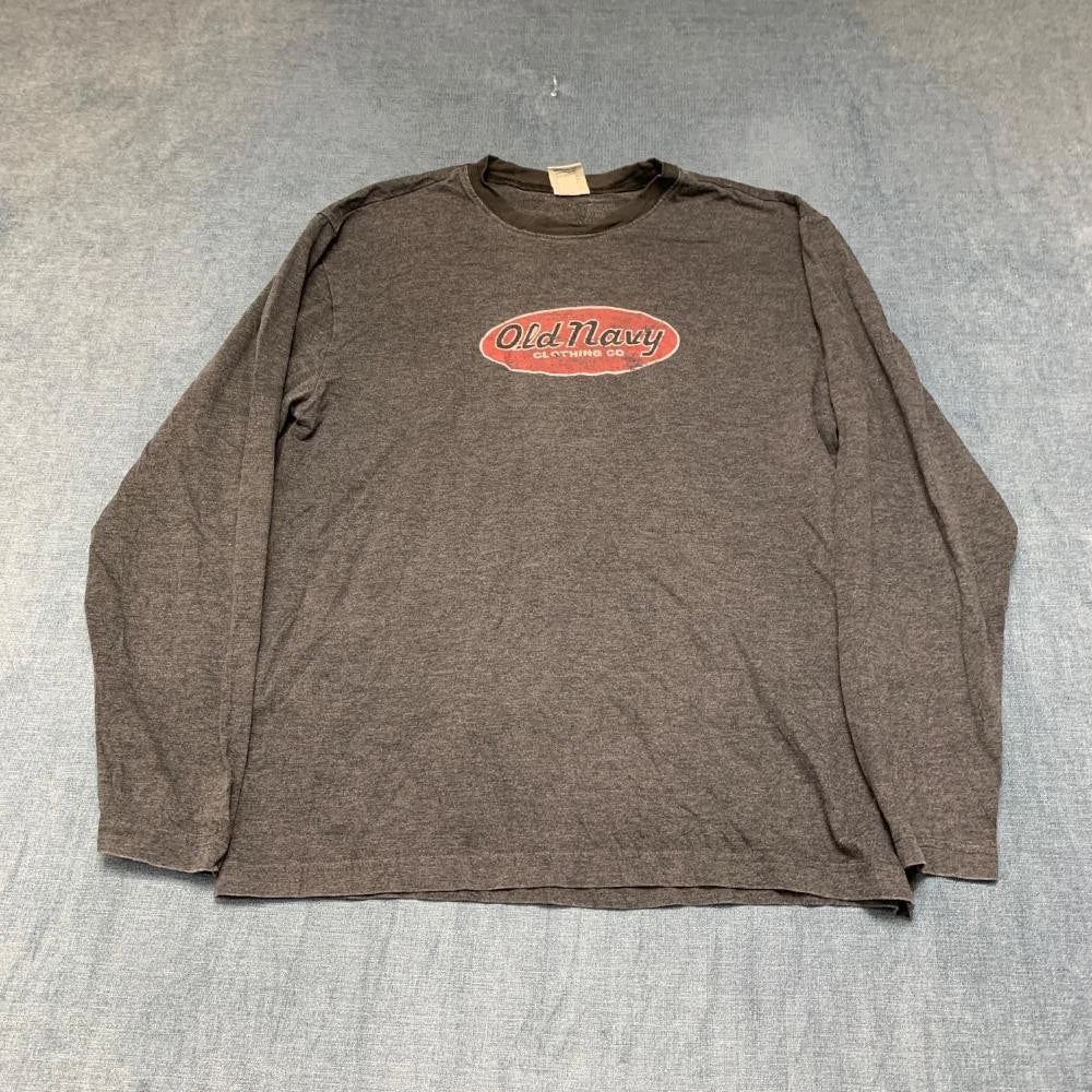 Y2K Old Navy Shirt Mens Small Charcoal Gray Cotton Graphic Print Streetwear Unisex T-shirt, Sweatshirt, Hoodie, Long Sleeve Tee - T-Shirt, Sweatshirt, Hoodie