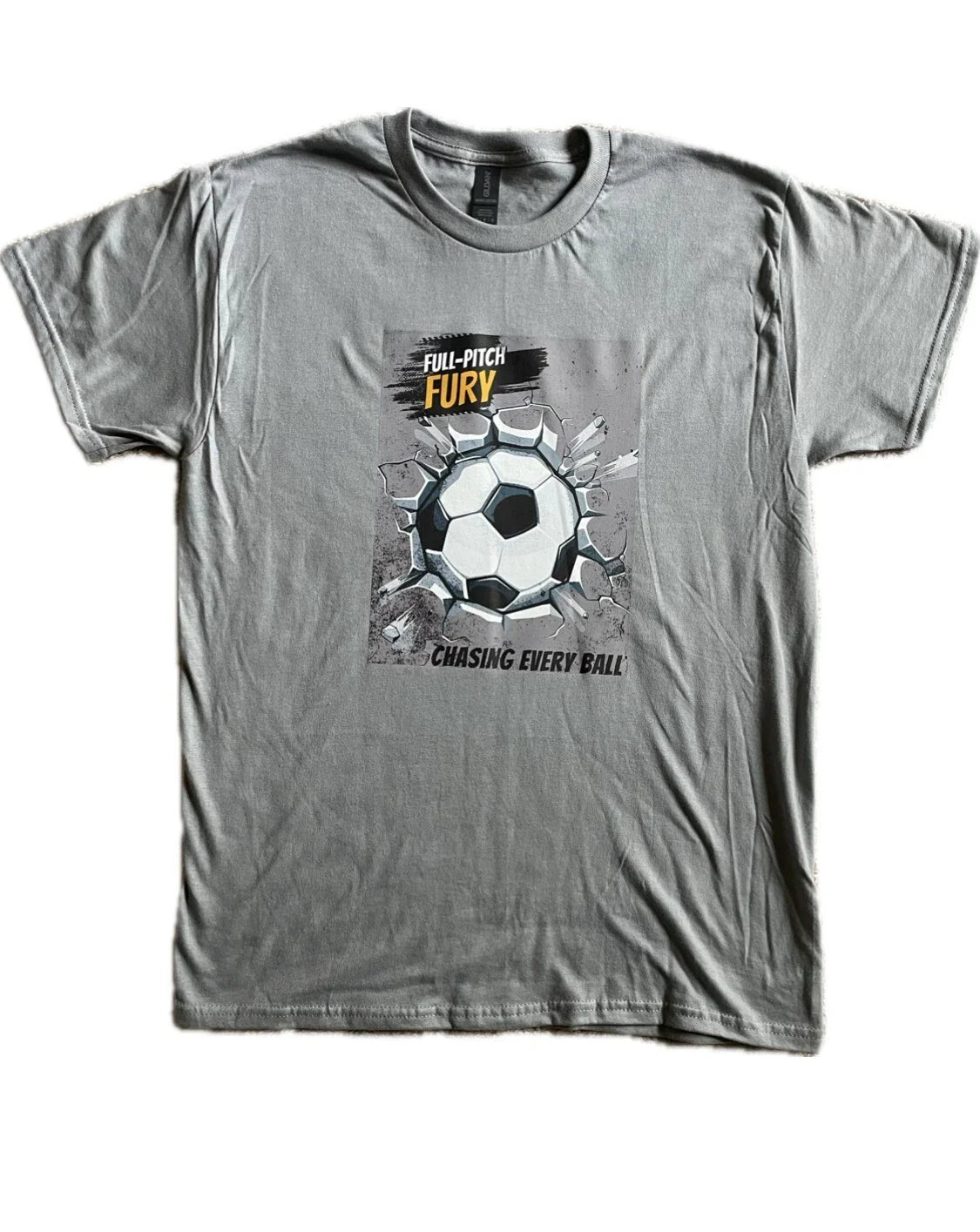 Soccer Ball "Broken Wall" Heavy Cotton Graphic T Shirt  Sizes Small - 2XL Unisex T-shirt, Sweatshirt, Hoodie, Long Sleeve Tee - T-Shirt, Sweatshirt, Hoodie