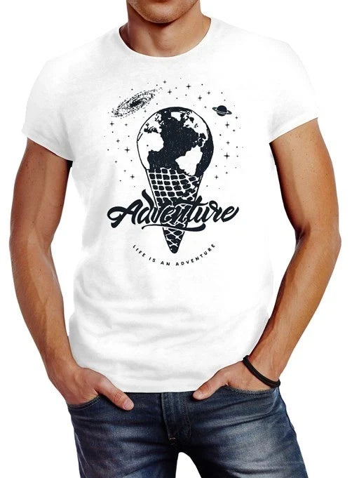 Globe Earth Ice Ice Cream Waffle Adventure Vintage Earth World Map Mens T Shirt Unisex T-shirt, Sweatshirt, Hoodie, Long Sleeve Tee - T-Shirt, Sweatshirt, Hoodie