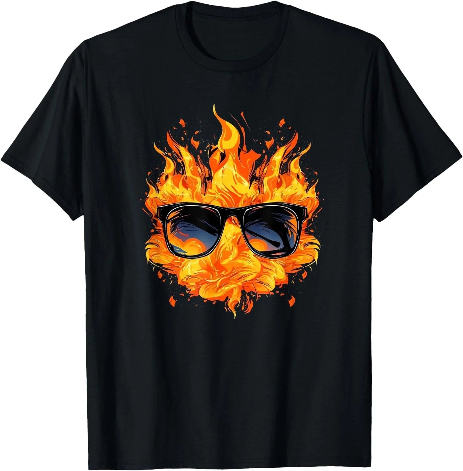 Cool Fire and Flames Glasses T-Shirt Unisex T-shirt, Sweatshirt, Hoodie, Long Sleeve Tee - T-Shirt, Sweatshirt, Hoodie