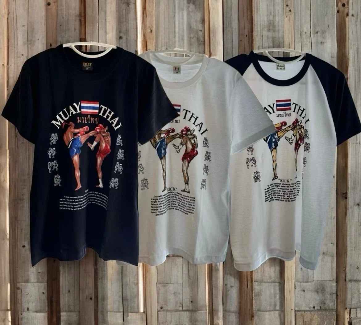 Vintage Style Crewneck Muay Thai Tee Kickboxing Streetwear Unisex Cotton Shirt Unisex T-shirt, Sweatshirt, Hoodie, Long Sleeve Tee - T-Shirt, Sweatshirt, Hoodie