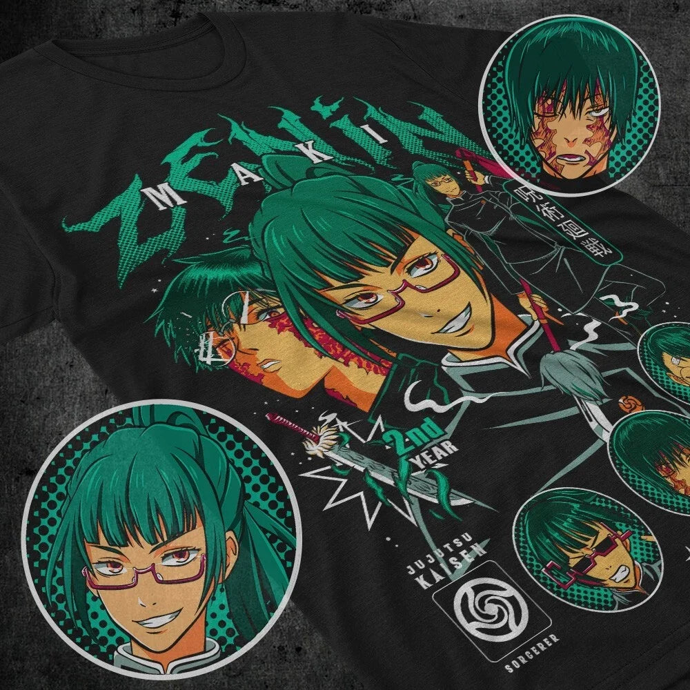 Maki Zenin T-shirt Jujutsu Kaisen Horror Anime Manga Kawaii Gift Shirt All Size Unisex T-shirt, Sweatshirt, Hoodie, Long Sleeve Tee - T-Shirt, Sweatshirt, Hoodie