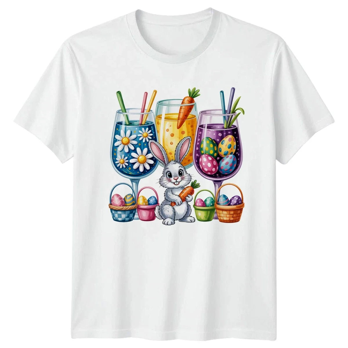 Cute Easter Bunny Eggs Baskets T-Shirt Brunch Seasonal Holiday Unisex T-shirt, Sweatshirt, Hoodie, Long Sleeve Tee - T-Shirt, Sweatshirt, Hoodie