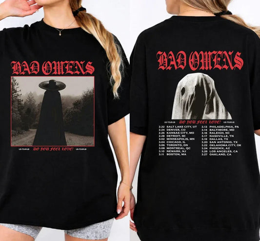 Bad Omens Do You Feel Love Tour 2026 Shirt, Gothic Rock Band Concert Tee Unisex T-shirt, Sweatshirt, Hoodie, Long Sleeve Tee - T-Shirt, Sweatshirt, Hoodie