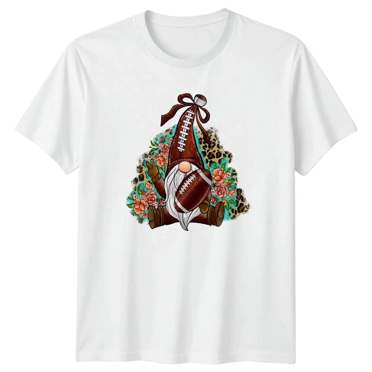 Gnome Football Peace Sign Floral T-Shirt Boho Football Sports Birthday Gift Unisex T-shirt, Sweatshirt, Hoodie, Long Sleeve Tee - T-Shirt, Sweatshirt, Hoodie
