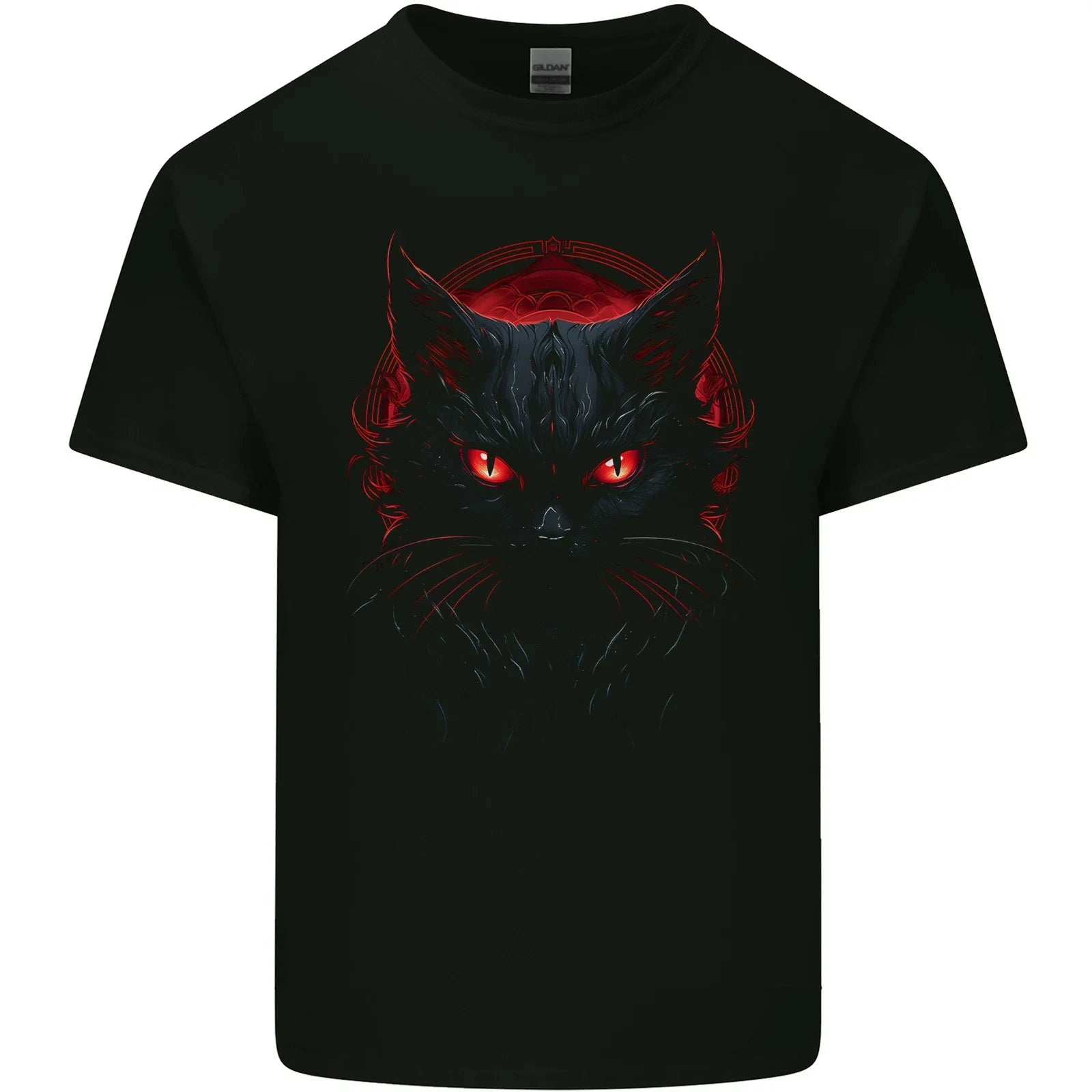 Satanic Cat Evil Halloween Mens Cotton T-Shirt Tee Top Unisex T-shirt, Sweatshirt, Hoodie, Long Sleeve Tee - T-Shirt, Sweatshirt, Hoodie