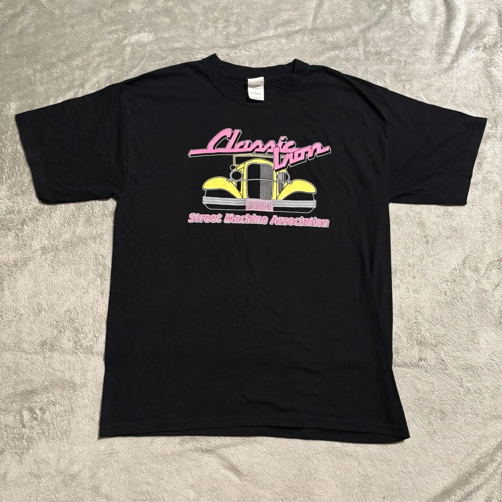 Vintage y2k Car Show Black T Shirt Size Large Classic Iron Street Car Rally Show Unisex T-shirt, Sweatshirt, Hoodie, Long Sleeve Tee - T-Shirt, Sweatshirt, Hoodie
