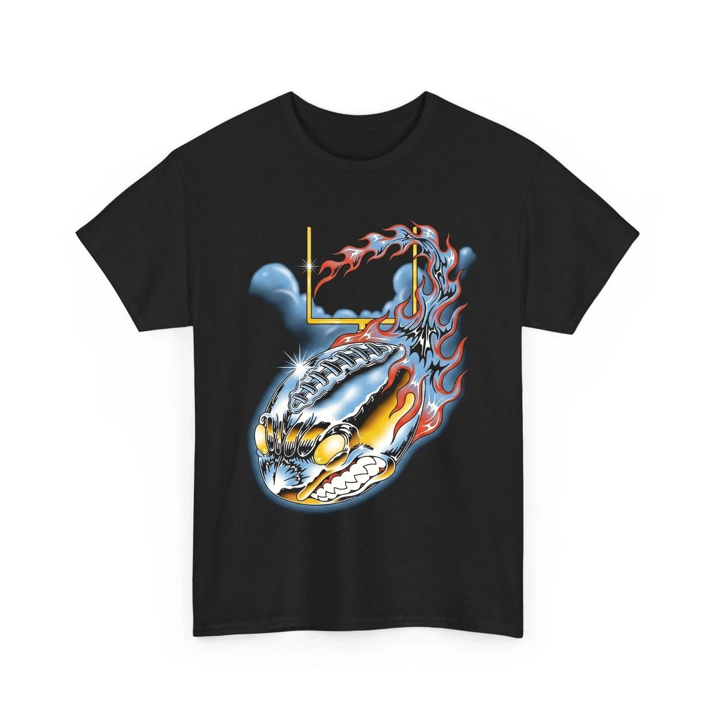 Flaming Football Fierce Face Sports Y2K Grunge Retro Men's T-Shirt Unisex T-shirt, Sweatshirt, Hoodie, Long Sleeve Tee - T-Shirt, Sweatshirt, Hoodie