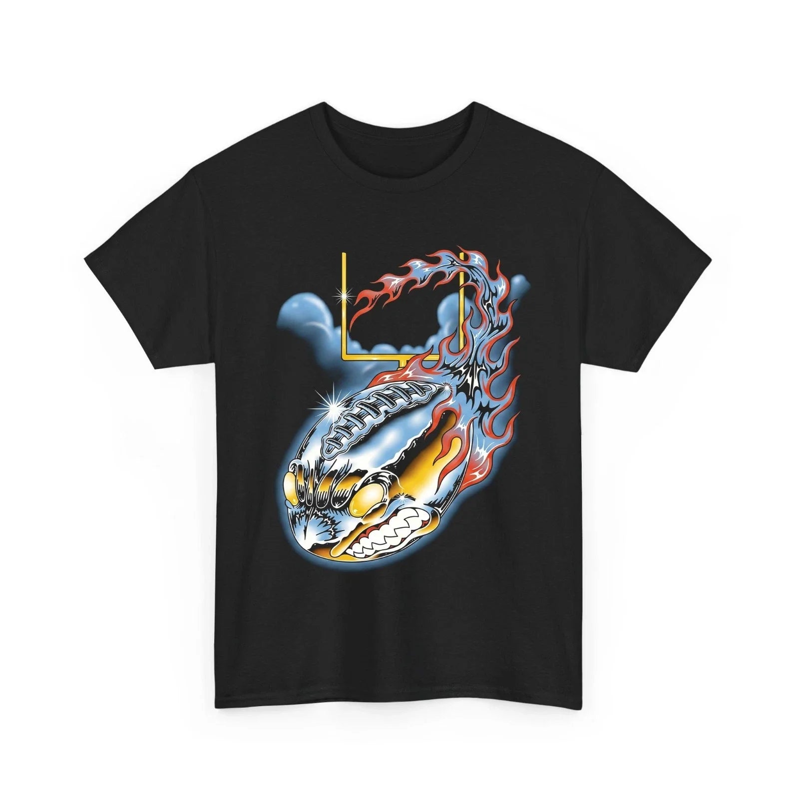 Flaming Football Fierce Face Sports Y2K Grunge Retro Men's T-Shirt Unisex T-shirt, Sweatshirt, Hoodie, Long Sleeve Tee - T-Shirt, Sweatshirt, Hoodie