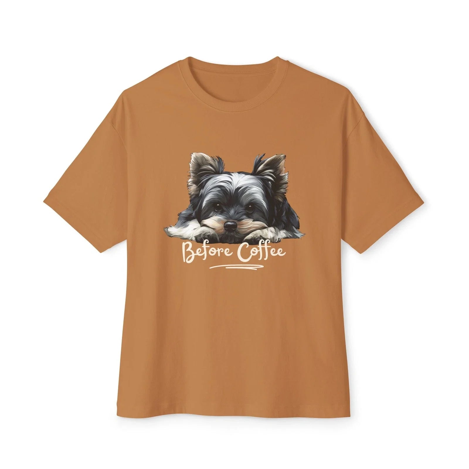 Before Coffee Yorkie  Cozy Caf Dog Illustration - Coffee Tee-shirts Unisex T-shirt, Sweatshirt, Hoodie, Long Sleeve Tee - T-Shirt, Sweatshirt, Hoodie