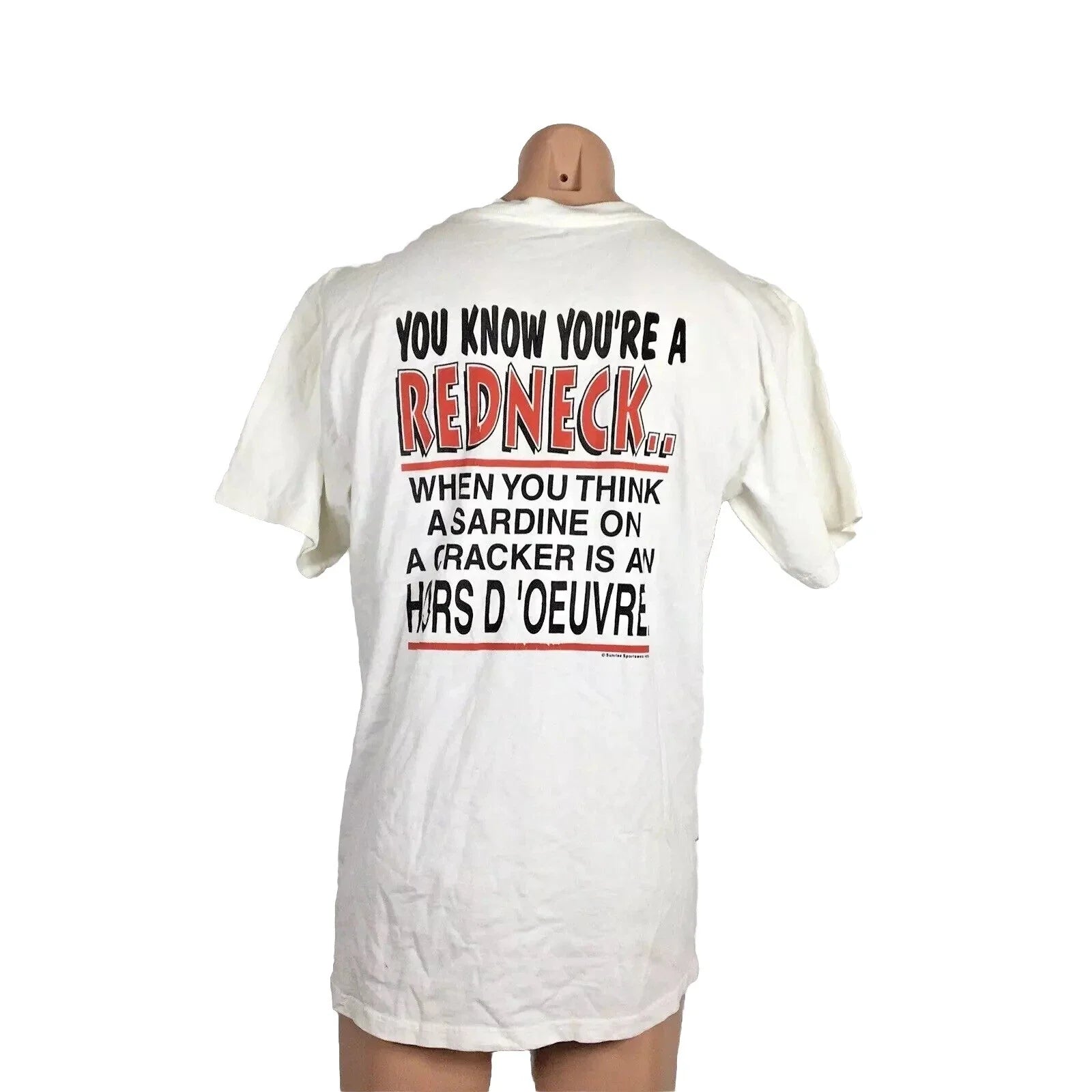 Vintage 90s Redneck Country Club Shirt White Sardine on a Cracker sz L Humor Unisex T-shirt, Sweatshirt, Hoodie, Long Sleeve Tee - T-Shirt, Sweatshirt, Hoodie