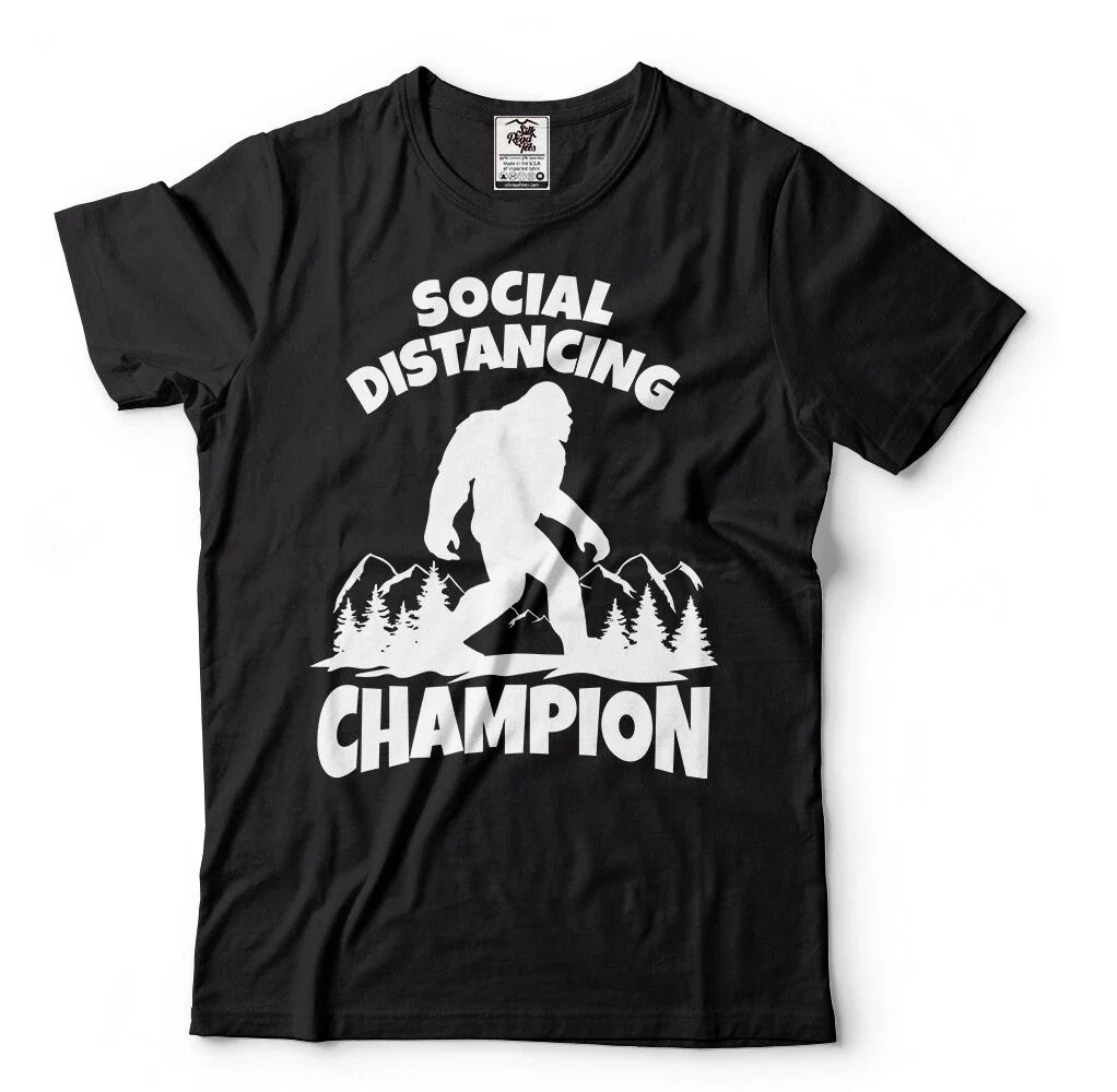 Sasquatch Social Distancing World Champion Bigfoot T-Shirt Funny Quarantine Tee Unisex T-shirt, Sweatshirt, Hoodie, Long Sleeve Tee - T-Shirt, Sweatshirt, Hoodie