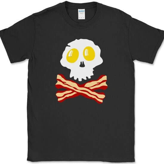 Breakfast Skull T-Shirt Funny Food Bacon and Eggs Humor Novelty Tee Unisex T-shirt, Sweatshirt, Hoodie, Long Sleeve Tee - T-Shirt, Sweatshirt, Hoodie