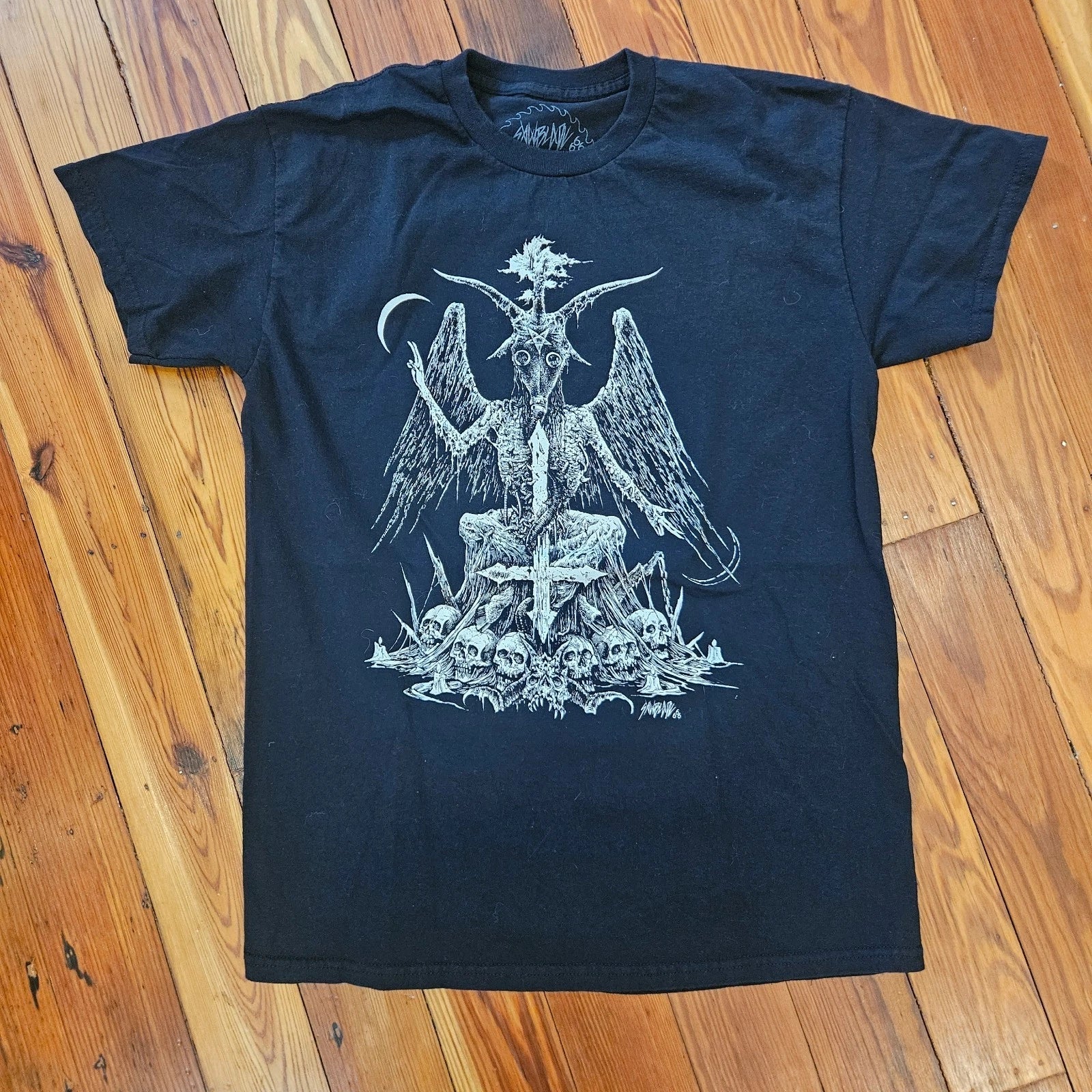 Baphomet Sawblade 666 Shirt Size Medium Occult Goth Devil Unisex T-shirt, Sweatshirt, Hoodie, Long Sleeve Tee - T-Shirt, Sweatshirt, Hoodie