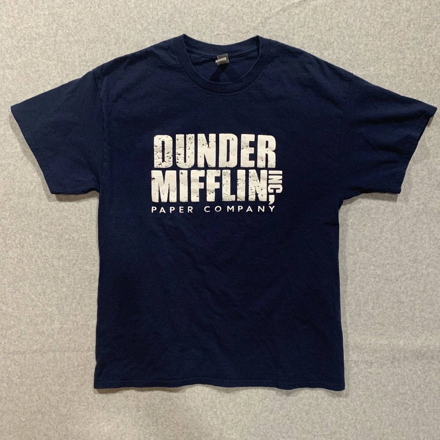 Unisex Size Large The Office Dunder Mifflin Navy Blue T-Shirt Gildan Advertising Unisex T-shirt, Sweatshirt, Hoodie, Long Sleeve Tee - T-Shirt, Sweatshirt, Hoodie