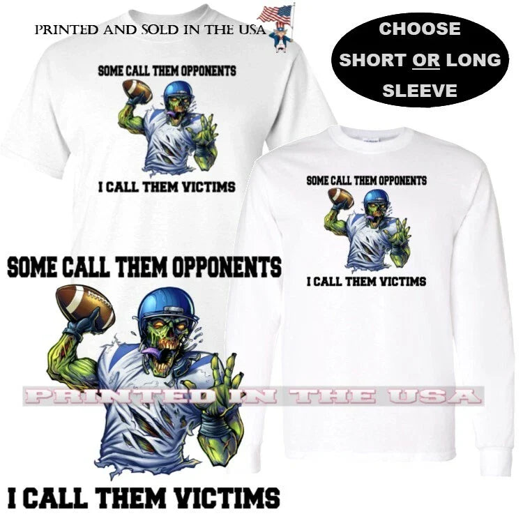 Football Zombie Team Mascot Quarterback Victim Not Opponent Cartoon T Shirt Unisex T-shirt, Sweatshirt, Hoodie, Long Sleeve Tee - T-Shirt, Sweatshirt, Hoodie