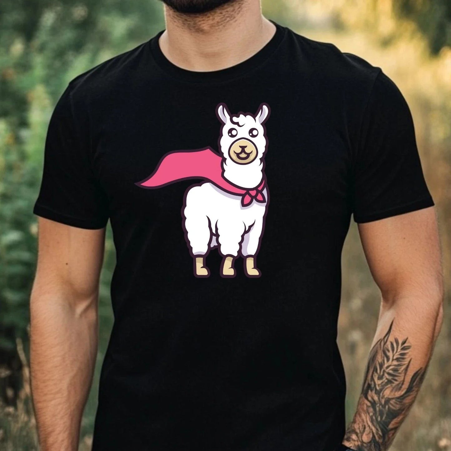 Mens Funny Llama Motif Cotton T-Shirt Size XS to 5XL Unisex T-shirt, Sweatshirt, Hoodie, Long Sleeve Tee - T-Shirt, Sweatshirt, Hoodie