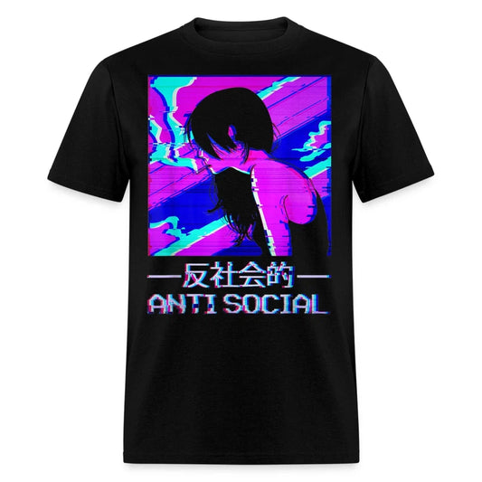 Anti-Social Smoking Anime Girl Japanese Vaporwave Aesthetic T-Shirt Unisex T-shirt, Sweatshirt, Hoodie, Long Sleeve Tee - T-Shirt, Sweatshirt, Hoodie