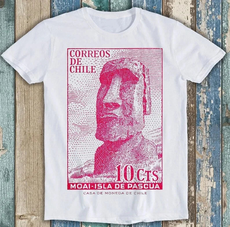 1965 Chile Easter Island Moai Postage Stamp Funny Gift Tee T Shirt M1647 Unisex T-shirt, Sweatshirt, Hoodie, Long Sleeve Tee - T-Shirt, Sweatshirt, Hoodie