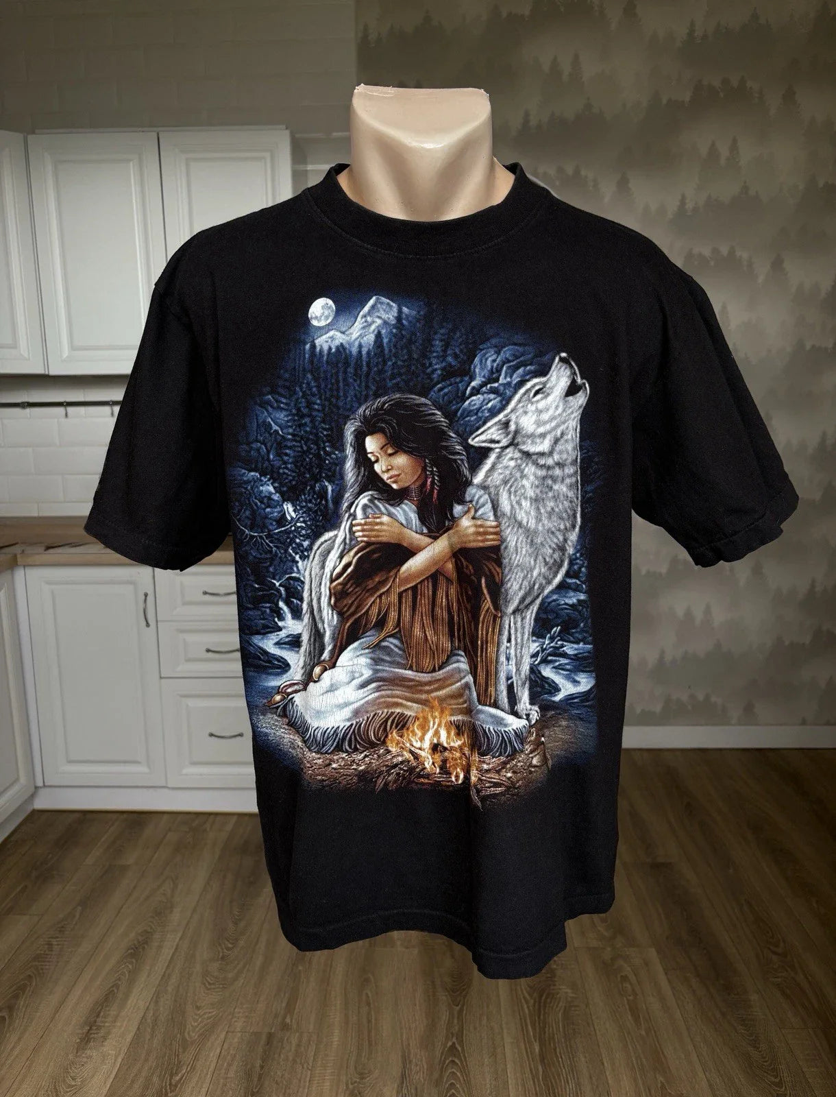 Rock Eagle Vintage Style  Graphic Tee Howling Wolf Moon Grunge Goth Y2K Size L Unisex T-shirt, Sweatshirt, Hoodie, Long Sleeve Tee - T-Shirt, Sweatshirt, Hoodie