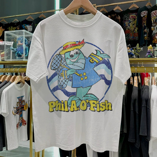80s Phil A. O'Fish Washed T-Shirt White M Unisex T-shirt, Sweatshirt, Hoodie, Long Sleeve Tee - T-Shirt, Sweatshirt, Hoodie