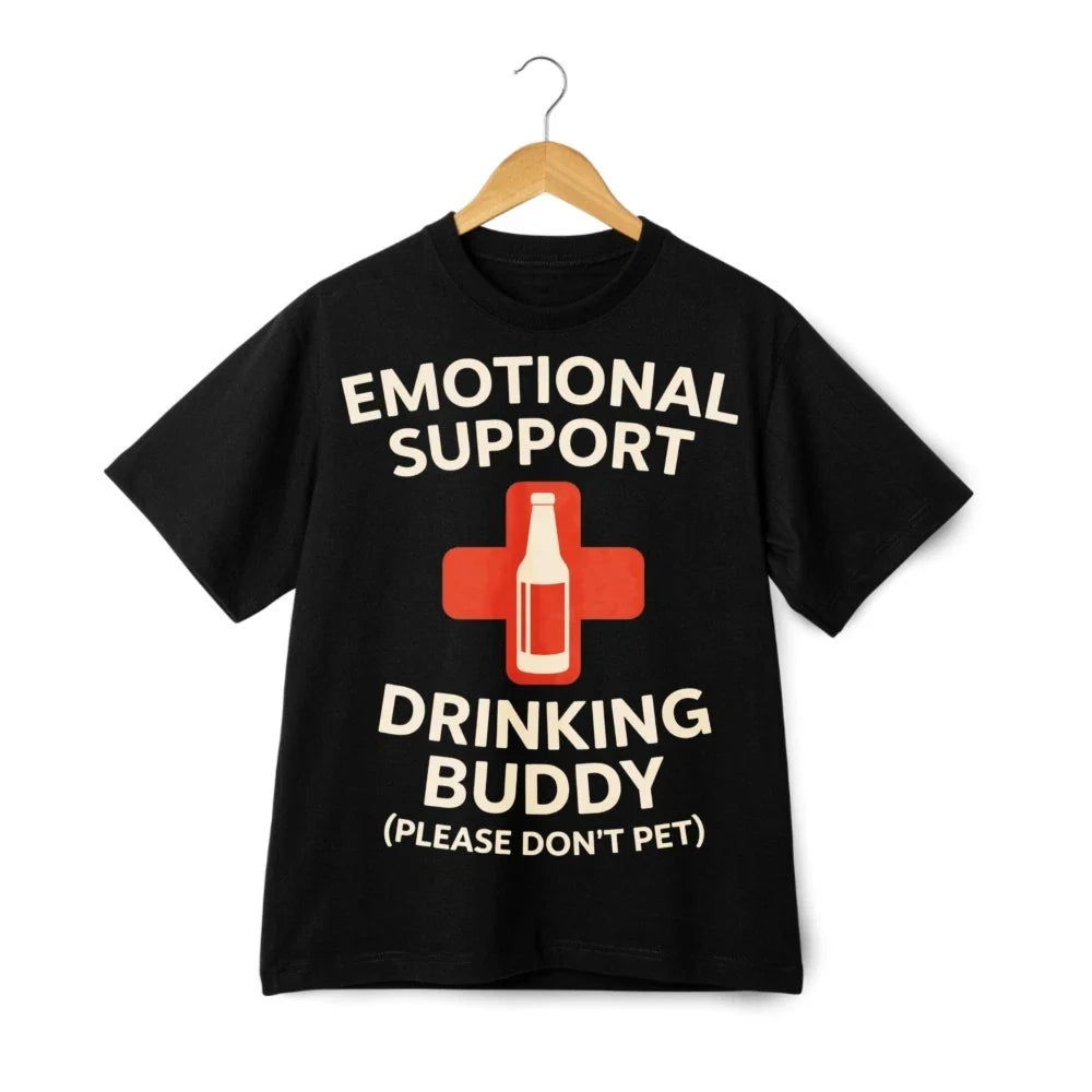 Emotional Support Drinking Buddy Please Don't Pet Funny Alcohol Humor T-Shirt Unisex T-shirt, Sweatshirt, Hoodie, Long Sleeve Tee - T-Shirt, Sweatshirt, Hoodie