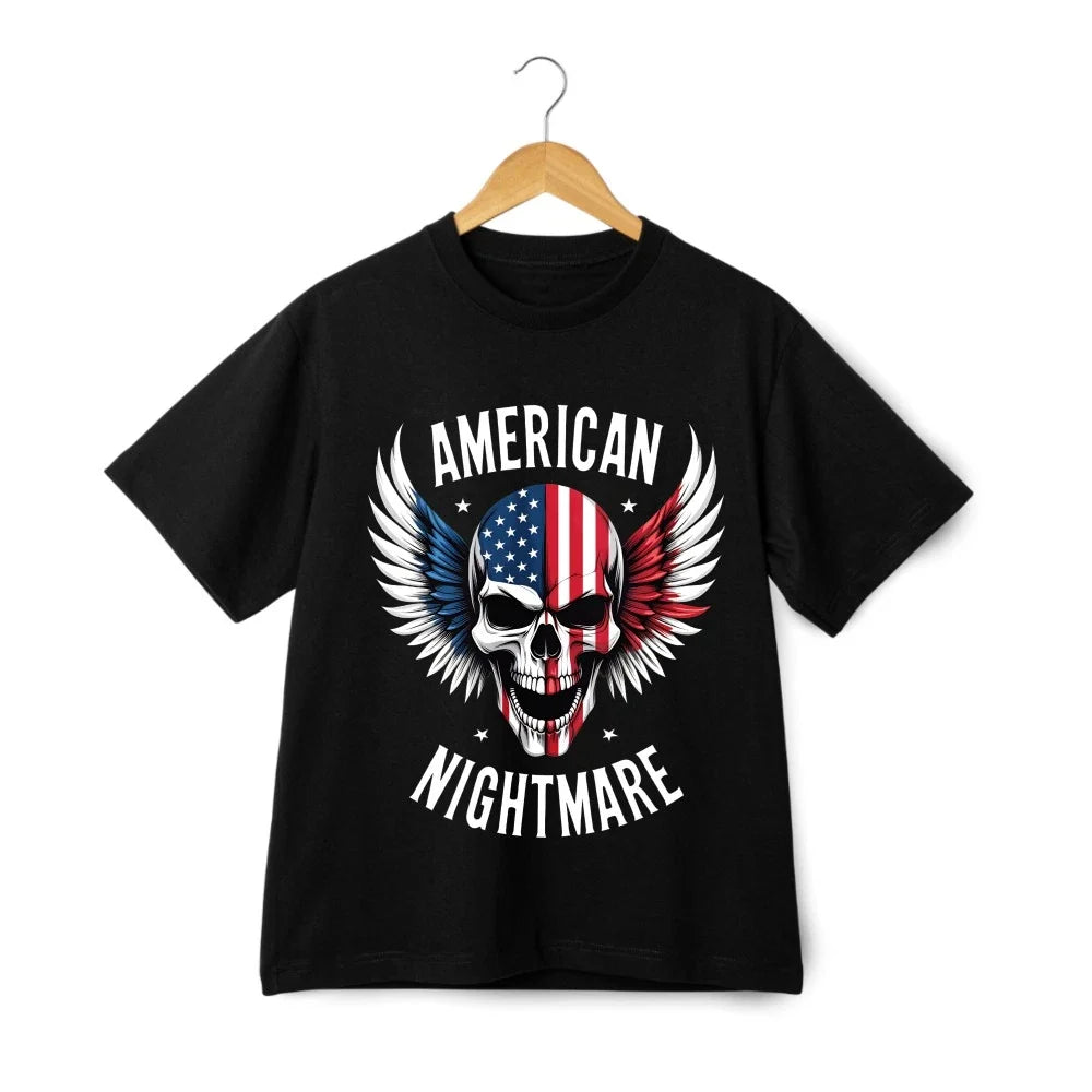 Unisex American Flag Skull T-Shirt-Casual Bold Design|Patriotic Edgy Cartoon Tee Unisex T-shirt, Sweatshirt, Hoodie, Long Sleeve Tee - T-Shirt, Sweatshirt, Hoodie