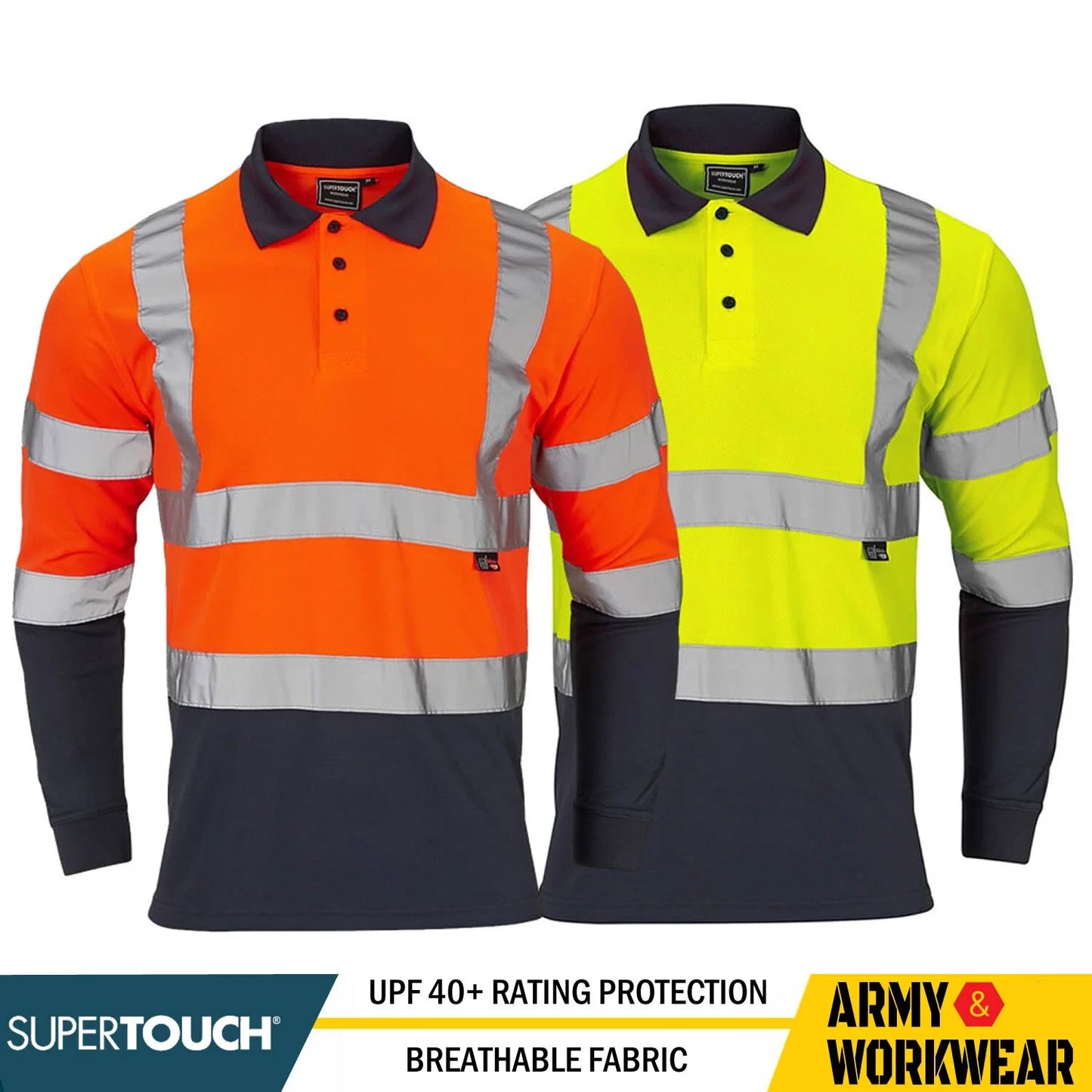 Hi-Vis 2 Tone Bird Eye Long Sleeve Polo Long Sleeve Shirt Reflective tape Top Unisex T-shirt, Sweatshirt, Hoodie, Long Sleeve Tee - T-Shirt, Sweatshirt, Hoodie