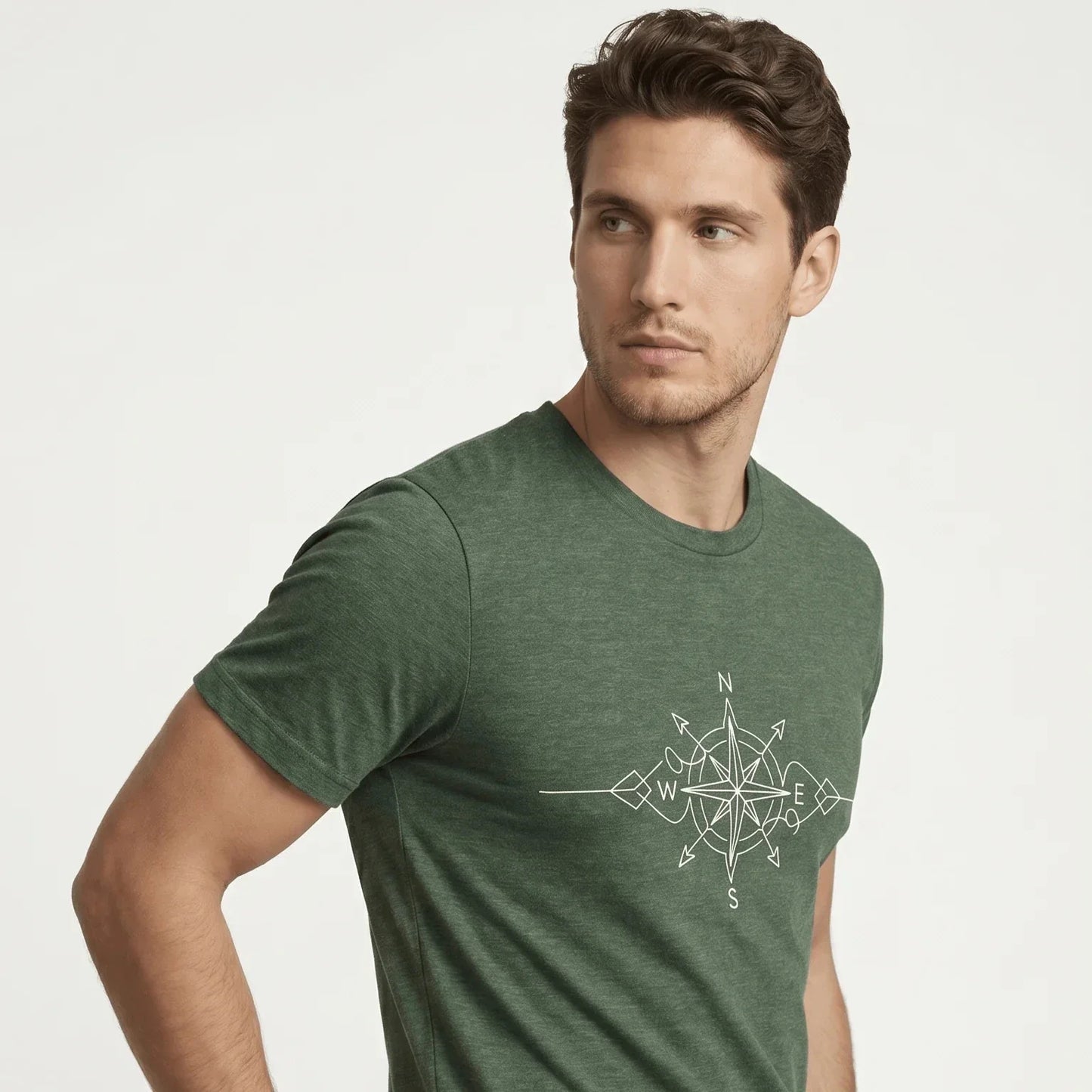 Minimalist Compass T-Shirt True North Compass Rose Line Art Graphic Tee MOEBEER Unisex T-shirt, Sweatshirt, Hoodie, Long Sleeve Tee - T-Shirt, Sweatshirt, Hoodie
