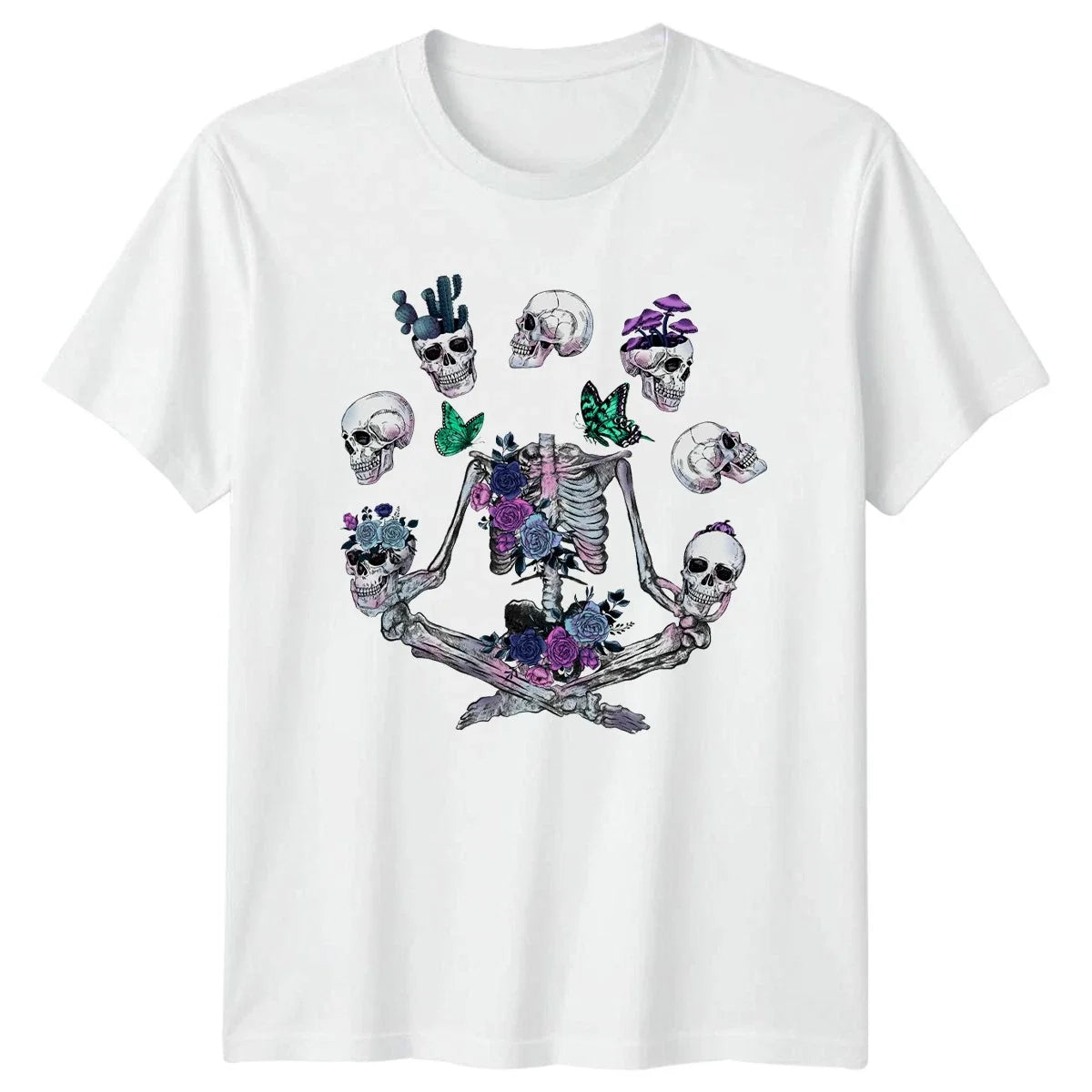 Gothic Skeleton Skulls Butterfly T-Shirt Macabre Art Gothic Birthday Gift Unisex T-shirt, Sweatshirt, Hoodie, Long Sleeve Tee - T-Shirt, Sweatshirt, Hoodie