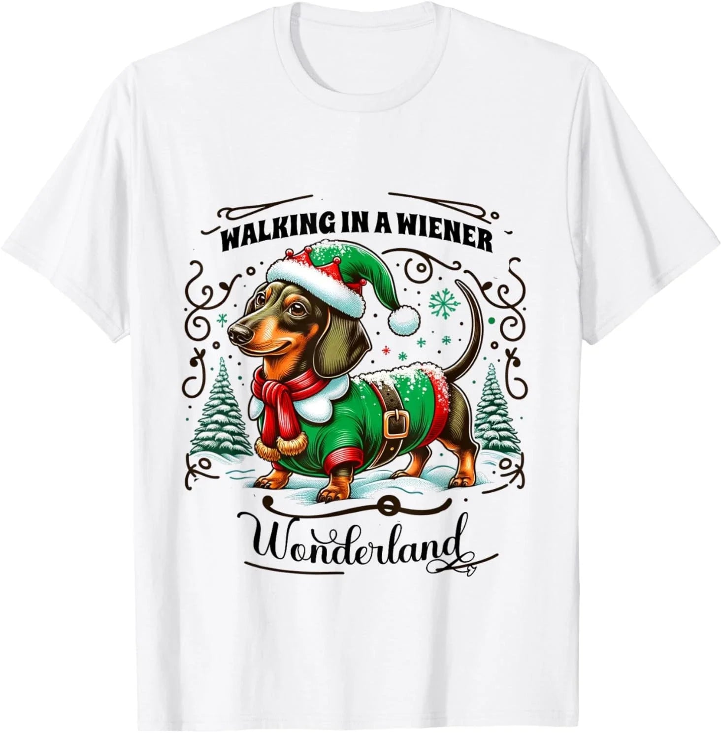 Dachshund Christmas Walking In A Wiener Wonderland Cute Dog T-Shirt Unisex T-shirt, Sweatshirt, Hoodie, Long Sleeve Tee - T-Shirt, Sweatshirt, Hoodie