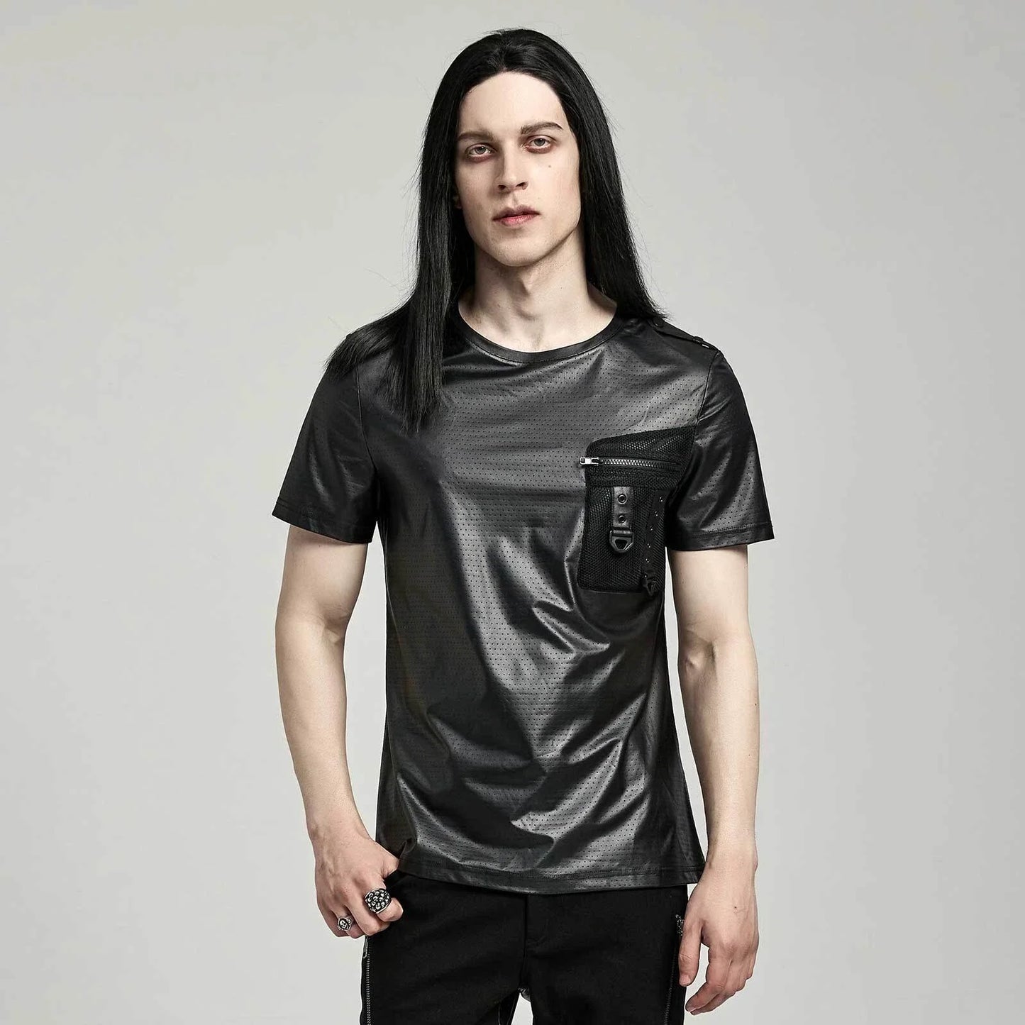 PUNK RAVE Gothic T-Shirt Wet Look Stretch Black Dark Gloss Top CLUBWEAR GOTHIC Unisex T-shirt, Sweatshirt, Hoodie, Long Sleeve Tee - T-Shirt, Sweatshirt, Hoodie