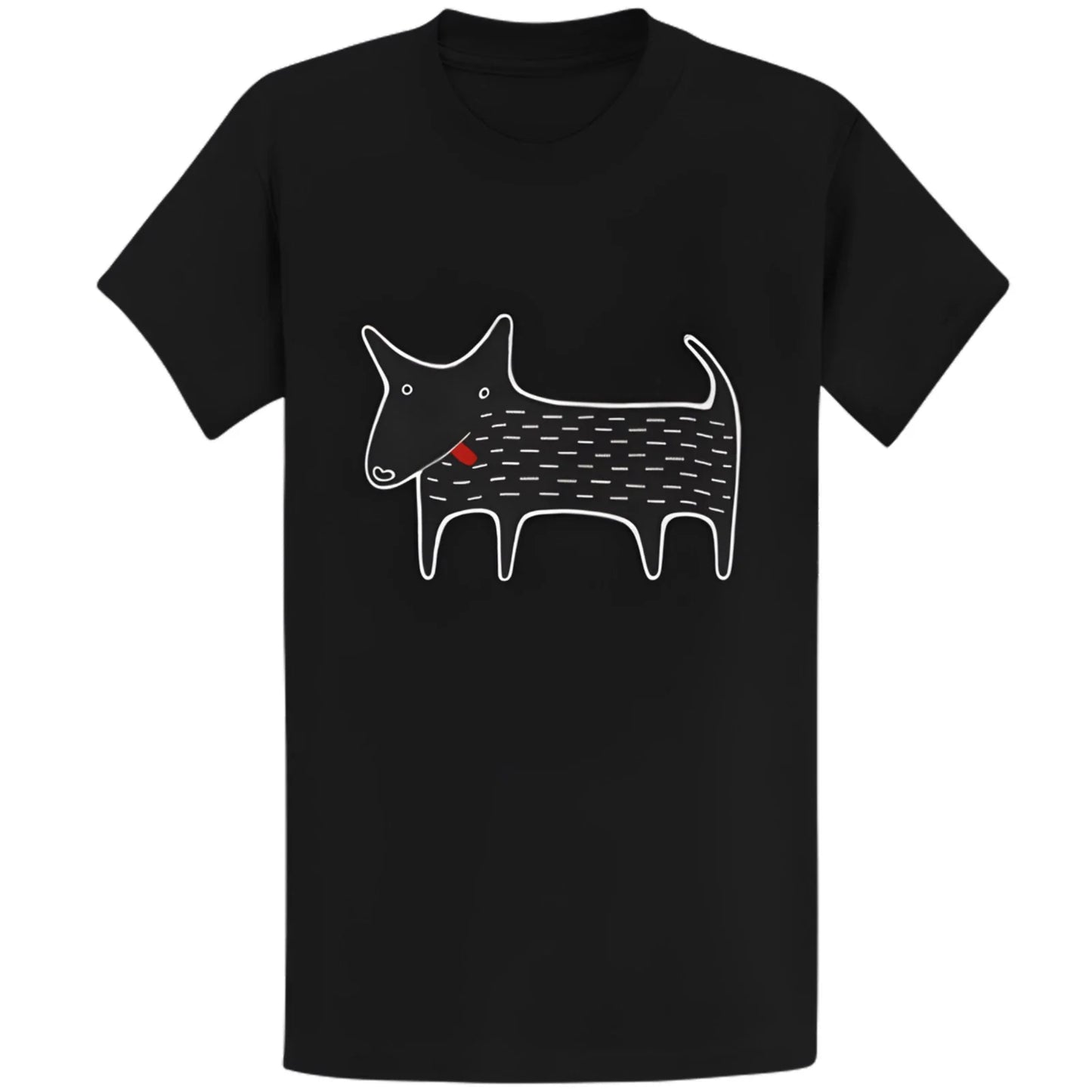 Gildan 5000 Kawaii Black Dog Folk Art T-Shirt - Cute Derpy Dog Lover Gift Tee Unisex T-shirt, Sweatshirt, Hoodie, Long Sleeve Tee - T-Shirt, Sweatshirt, Hoodie