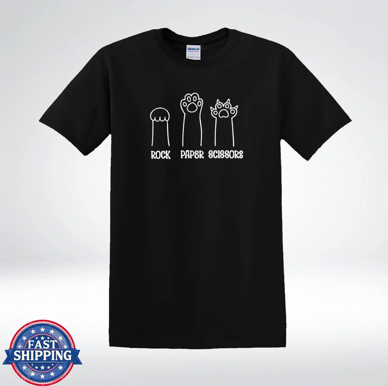 Cat Rock Paper Scissors Shirt Minimalist Line Art Cat Paw T-Shirt Unisex T-shirt, Sweatshirt, Hoodie, Long Sleeve Tee - T-Shirt, Sweatshirt, Hoodie