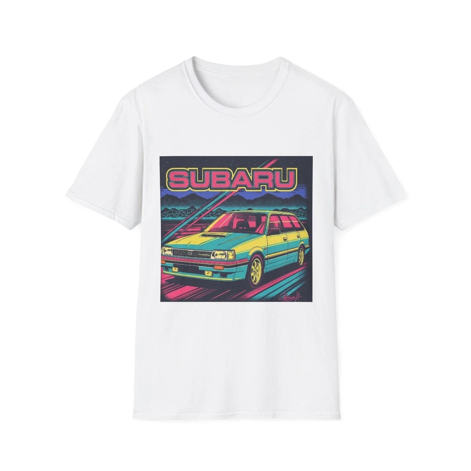Retro Subaru Unisex Softstyle T-Shirt, Vintage Car Tee, Classic Auto Shirt, Cool Unisex T-shirt, Sweatshirt, Hoodie, Long Sleeve Tee - T-Shirt, Sweatshirt, Hoodie