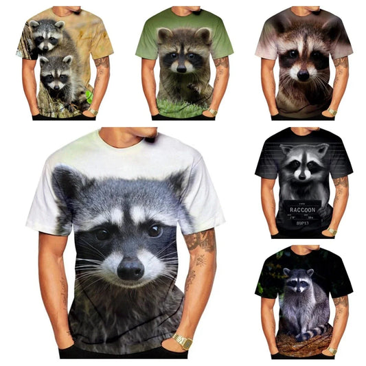 3D Print Women Men Short Sleeve T-shirt Tops Casual Tee Fashion Cute Raccoon Unisex T-shirt, Sweatshirt, Hoodie, Long Sleeve Tee - T-Shirt, Sweatshirt, Hoodie