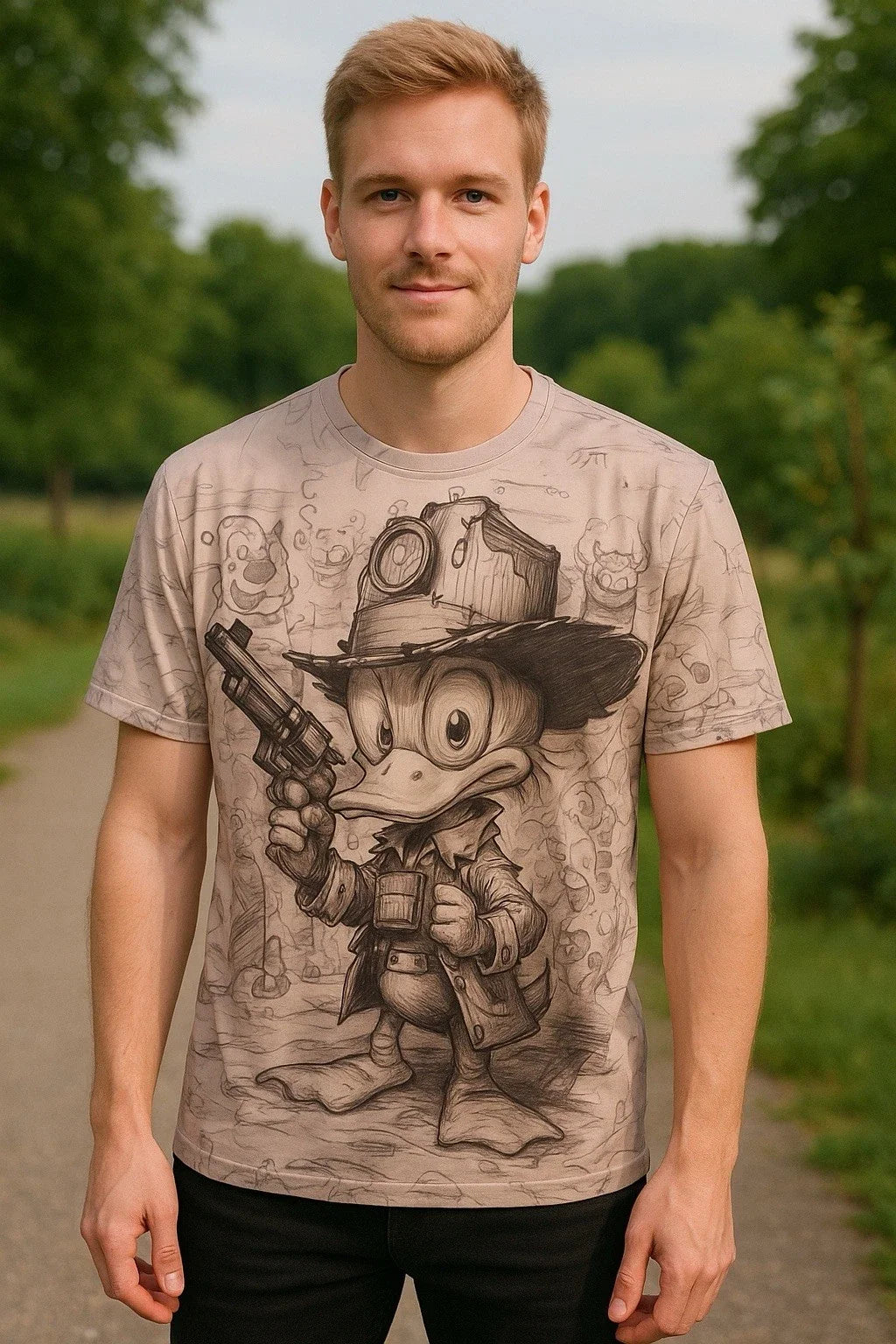 XL Graphic Duck Comic Tee Shirt  Street Art Style  Unique Design Unisex T-shirt, Sweatshirt, Hoodie, Long Sleeve Tee - T-Shirt, Sweatshirt, Hoodie