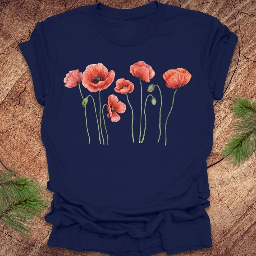 Dancing Poppies Womens Wildflower T-Shirt Floral Boho Nature Graphic Tee S-3XL Unisex T-shirt, Sweatshirt, Hoodie, Long Sleeve Tee - T-Shirt, Sweatshirt, Hoodie
