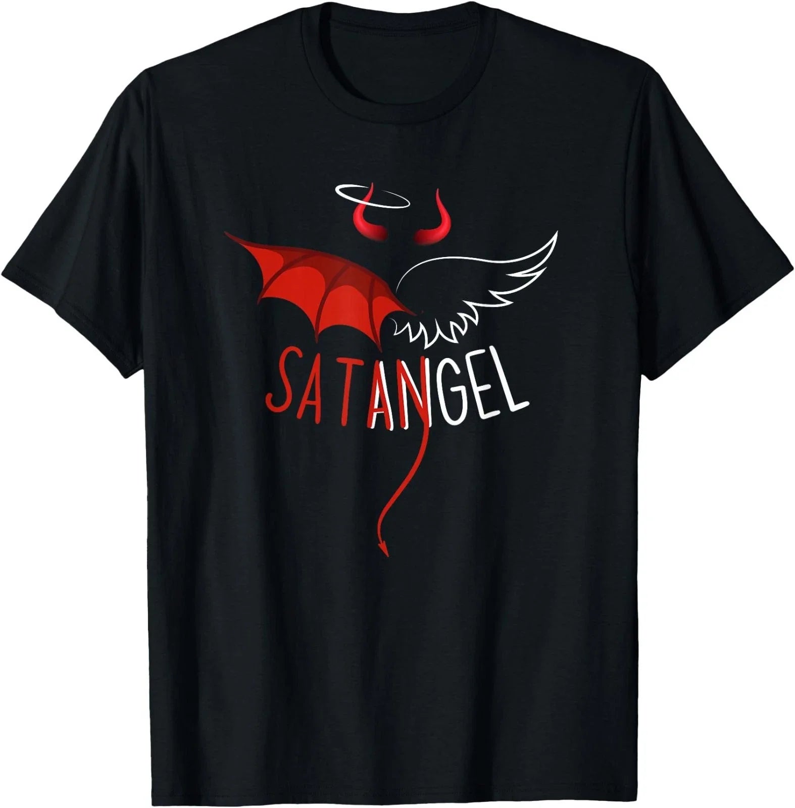Half Angel Devil Halloween - Gothic Emo Dark Aesthetic T-Shirt Unisex T-shirt, Sweatshirt, Hoodie, Long Sleeve Tee - T-Shirt, Sweatshirt, Hoodie